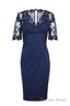 Eleagnt Short Sleeves Empire Navy Blue Short Mother Of The Bride Homecoming Dresses