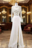 Elegance Mother of the Bride Dresses Elegant With Crystal Beading Scoop Neck Long Sleeves
