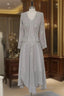 Elegance Silver Mother Of The Bride Dresses A Line With Jacket Chiffon