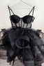 Elegant 17Th Birthday Dresses Short Black Tulle Birthday Outfits