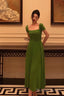 Elegant A Line Square Neckline Green Long Prom Dresses Birthday Outfits Prom Gowns