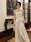 Elegant Beige Spaghetti Strap Square Neck Knot-Embellished Satin Long Prom Dresses Evening Dresses Bridesmaid Dresses