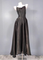 Elegant Black A-Line Spaghetti Strap Satin Long Prom Dresses Evening Dresses