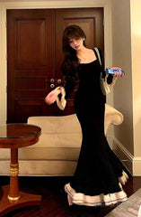 Elegant Black Mermaid Long Evening Dresses Party Long Dress