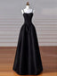 Elegant Black A-Line Satin Long Prom Dress Long Prom Dresses
