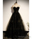 Elegant Black Strapless Sleeveless Ball Dress With Black A Shaped Princess Sweetheart Backless And Ground Length Prom Dresses