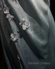 Elegant Chiffon Mermaid Gown For Prom&Party Spaghetti Strap Sequined Applique Evening Gown