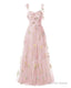 Elegant Embroidery Pink Prom Dress Sweetheart Spaghetti Straps A Line Prom Dress Long Simple Prom Dresses