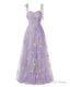 Elegant Embroidery Purple Prom Dress Sweetheart Spaghetti Straps A Line Prom Dress Long Simple Prom Dresses