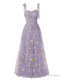 Elegant Embroidery Purple Violet Prom Dresses Sweetheart Spaghetti Straps A Line Party Dress Long Simple Formal Dress
