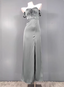 Elegant Gray Green Sweetheart Neckline Slim Slit Satin Long Prom Dresses Evening Dresses