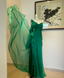 Elegant Green Deep V-Neck Chiffon Long Prom Dresses Evening Dresses
