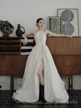 Elegant Halter Satin Long Prom Dress, A-Line Satin Evening Party Dress