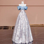 Elegant Jacquard Satin Off-The-Shoulder Long Prom Dresses Evening Dresses