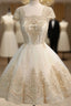 Elegant Lace Cheap Homecoming Dress, Cap Sleeve Tulle A-Line Homecoming Dresses