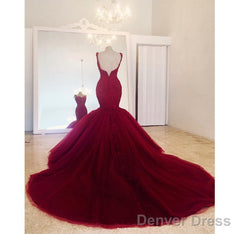 Elegant Lace Embroidery Sweetheart Mermaid Tulle Prom Evening Dresses