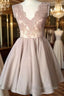 Elegant Lace V-Neck Cap Sleeves Homecoming Dresses Short Cocktail Dresses