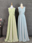Elegant Light Green A-Line V-Neck Sleeveless Ruffled Chiffon Long Prom Dresses Evening Dresses