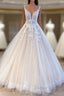 Elegant Long A-Line Appliques Lace Tulle Sweetheart Backless Wedding Dresses