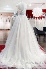 Elegant Long A-line Princess Tulle Sweetheart Ruffles Wedding Dresses