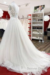 Elegant Long A-line Princess Tulle Sweetheart Ruffles Wedding Dresses