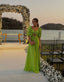 Elegant Long Green Half Sleeves Prom Dresses 22th Birthday Outfits