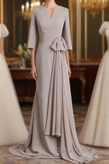 Elegant Mermaid 3/4 Long Sleeved Chiffon Bra With Belt Bride Mother Of The Bride Dresses