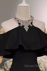 Elegant Mermaid Black Long Prom Dresses Formal Evening Dresses