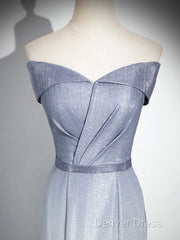 Elegant Mermaid Gray Long Prom Dresses, Gray Party Dresses