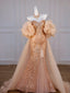 Elegant Mermaid Off The Shoulder Sequin Gold Prom Dress Long Slit Prom Dresses