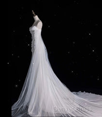 Elegant Mermaid Off The Shoulder White Wedding Dresses With Train Bridal Gowns