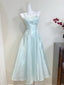 Elegant Mint Green A-Line Strappy Satin Prom Dresses Evening Dresses