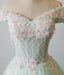 Elegant Off Shoulder Light Green Tulle Sweet 16 Dresses, Long Prom Gowns