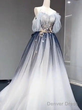 Elegant Off Shoulder Tulle Beaded Prom Dress,