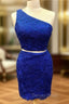 Elegant One Shoulder Homecoming Dress Two Piece Prom Short Dresses