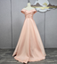 Elegant Pink A-Line Off-The-Shoulder Satin Long Prom Dresses Evening Dresses Bridesmaid Dresses