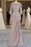 Elegant Plus Size Brown Mother Of The Bride Dresses A Line 3 4 Sleeves
