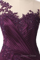 Elegant Plus Size Mermaid Long Sleeves Floor-Length Prom Dresses With Lace Appliques