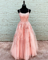 Elegant Prom Dresses Ball Gown Tulle Floor Length Lace Embroidery