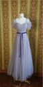 Elegant Purple A-Line Puff Sleeve Tulle Long Prom Dresses Evening Dresses Bridesmaid Dresses