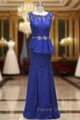 Elegant Royal Blue A-line Half Sleeves Lace Mother Of The Bride Dresses