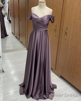 Elegant Ruched Satin Off The Shoulder Split Dresses