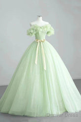 Elegant Sage Green Long Formal Dress, A-Line Off The Shoulder Evening Party Dress