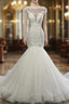 Elegant Scoop Neck Wedding Dress Mermaid Lace up Lace Appliques Wedding Dresses
