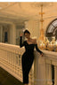Elegant Sheath One Shoulder Black Prom Dresses Birthday Outfits Prom Gowns