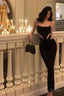 Elegant Sheath Spaghetti Straps Black Prom Dresses Birthday Outfits Prom Gowns