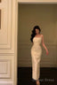 Elegant Sheath Spaghetti Straps White Prom Dresses Birthday Outfits Prom Gowns