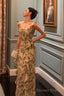 Elegant Sheath Square Neckline Floral Slit Prom Dresses Birthday Outfits Prom Gowns