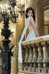 Elegant Sheath Straps Champagne Prom Dresses Long Formal Dress