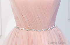 Elegant Short Pink Tulle Prom Dresses, Short Pink Tulle Formal Homecoming Dresses